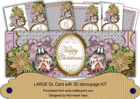 Our House Lilacg Happy Christmas Large Dl Decoupage Card Kit