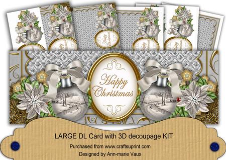 Snow Bridge Happy Christmas Large Dl Decoupage Card Kit