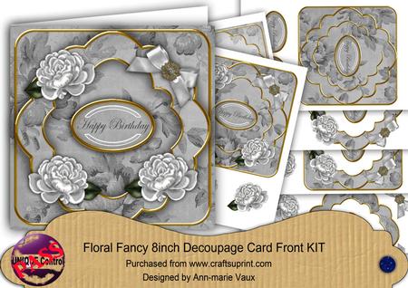 Silver Rose Happy Birthday Fancy 8in Decoupage Cf Kit