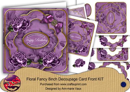 Purple Rose Happy Birthday Fancy 8in Decoupage Cf Kit