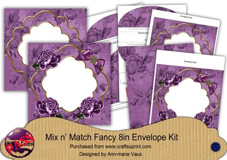 Purple Rose Happy Birthday Fancy 8in Envelope Kit