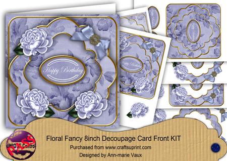Pale Blue Rose Happy Birthday Fancy 8in Decoupage Cf Kit