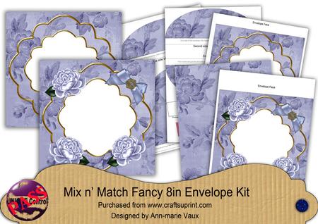 Pale Blue Rose Happy Birthday Fancy 8in Envelope Kit