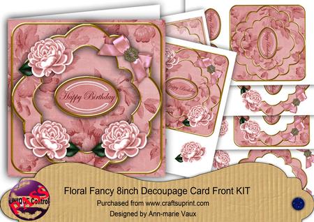 Pink Rose Happy Birthday Fancy 8in Decoupage Cf Kit