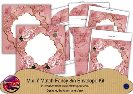 Pink Rose Happy Birthday Fancy 8in Envelope Kit