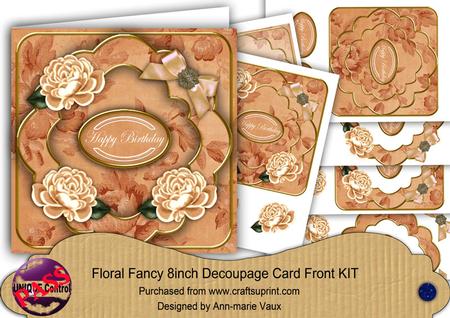 Peach Rose Happy Birthday Fancy 8in Decoupage Cf Kit