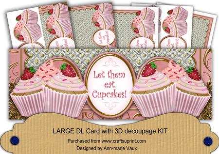 Pink Strawberry Cupcake Eat Cupcakes Large Dl Card Kit