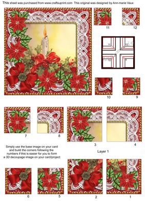 Red Candle Poinsettia 5in Quad Corner Stacker