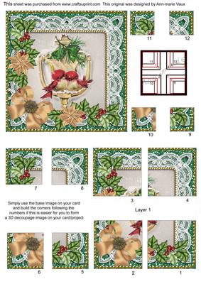 Lovebirds Poinsettia 5in Quad Corner Stacker
