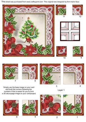 Elegant Tree Red Poinsettia 5in Quad Corner Stacker