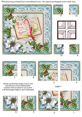 Glory Book Blue Poinsettia 5in Quad Corner Stacker
