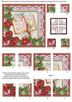Glory Book Red Poinsettia 5in Quad Corner Stacker