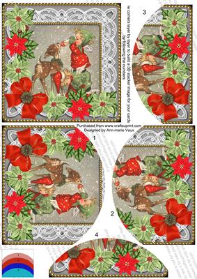 Feeding Reindeer Poinsettia 5in Round Bottom Stacker