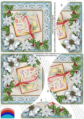 Glory Book Blue Poinsettia 5in Round Bottom Stacker