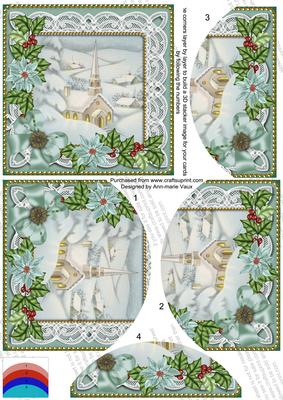 Ice Church Teal Poinsettia 5in Round Bottom Stacker