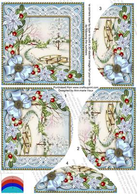Pretty Snowscene Blue Poinsettia 5in Round Bottom Stacker