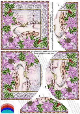 Pretty Snowscene Lilac Poinsettia 5in Round Bottom Stacker