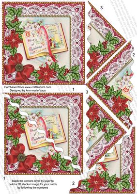 Glory Book Red Poinsettia 5in Triangle Wavy Corner Stacker