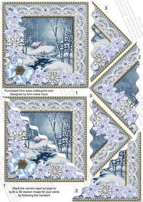 Blue Village Poinsettia 5in Triangle Wavy Corner Stacker