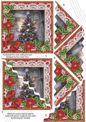 My Tree Red Poinsettia 5in Triangle Wavy Corner Stacker