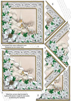 Ice Church Poinsettia 5in Triangle Wavy Corner Stacker