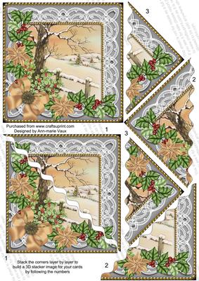 Winter Tale Poinsettia 5in Triangle Wavy Corner Stacker