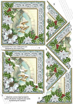 Snow Bells Poinsettia 5in Triangle Wavy Corner Stacker