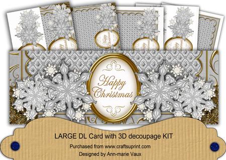 Silver Snowflake Happy Christmas Large Dl Card Kit