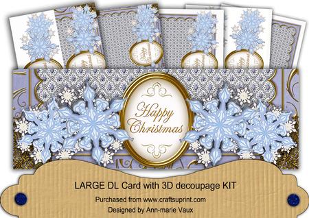 Blue Snowflake Happy Christmas Large Dl Card Kit