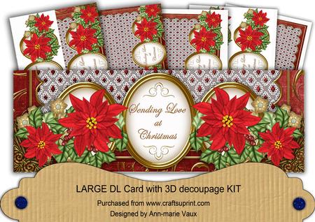 Red Poinsettia Love at Christmas Large Dl Card Kit
