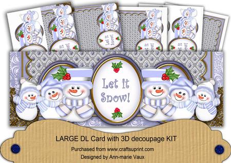 Blue Snowman Let It Snow! Large Dl Card Kit