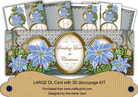 Pale Blue Poinsettia Love at Christmas Large Dl Card Kit