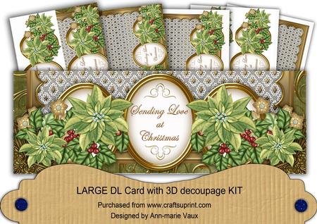 Olive Poinsettia Love at Christmas Large Dl Card Kit