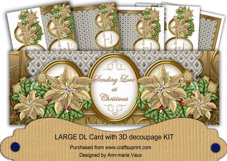 Gold Poinsettia Love at Christmas Large Dl Card Kit