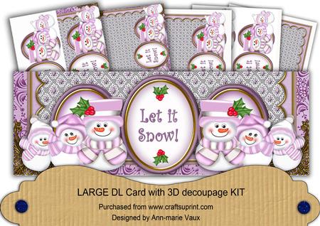 Lilac Snowman Let It Snow! Large Dl Card Kit