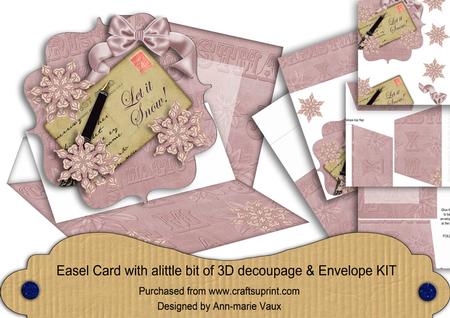 Pink Snowflake Let It Snow! Easel Card and Envelope Kit