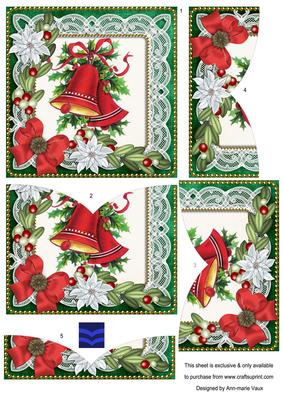 Christmas Bells Green Poinsettia 5in V Bottom Stacker