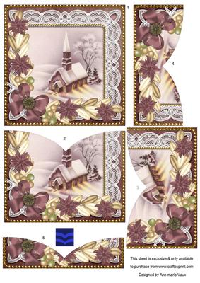 Church Lights on Plum Poinsettia 5in V Bottom Stacker
