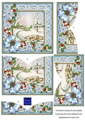 Pretty Snowscene Blue Poinsettia 5in V Bottom Stacker