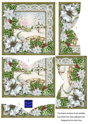 Pretty Snowscene Green Poinsettia 5in V Bottom Stacker