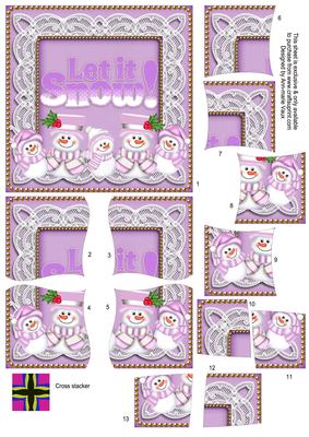 Lilac Snowman Let It Snow! 5in Cross Stacker