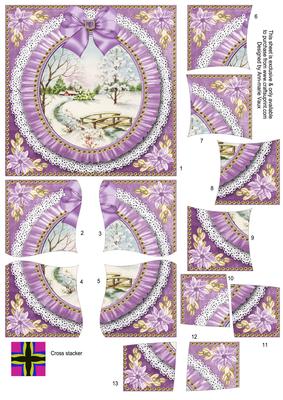 Pretty Snowscene Lilac Ruffle 5in Cross Stacker
