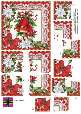 Christmas Bells Red Poinsettia 5in Cross Stacker