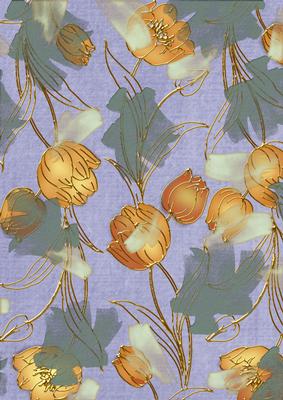 Blue Sun Painted Tulips A4 Backing Paper