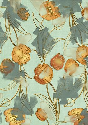 Mint Green Sun Painted Tulips A4 Backing Paper