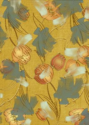 Gold Sun Painted Tulips A4 Backing Paper