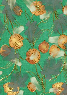 Dark Green Sun Painted Tulips A4 Backing Paper