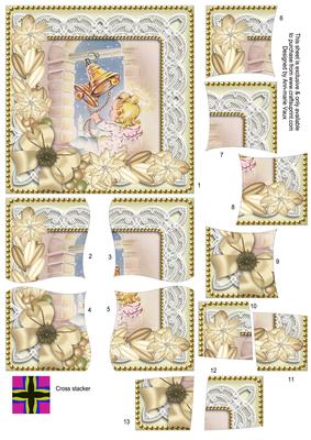 Angel Bells Poinsettia 5in Cross Stacker