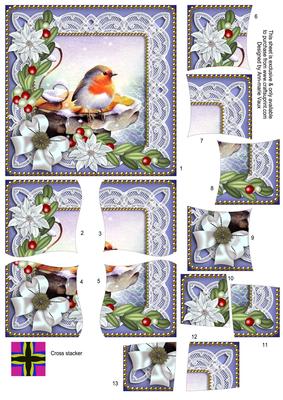 Blue Robin Poinsettia 5in Cross Stacker