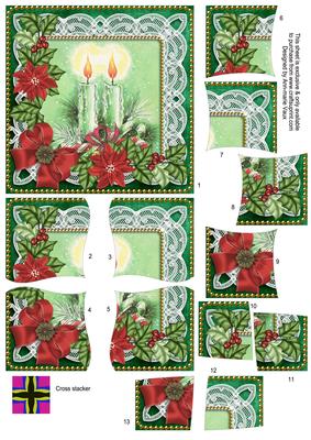 Christmas Candle Duo Poinsettia 5in Cross Stacker